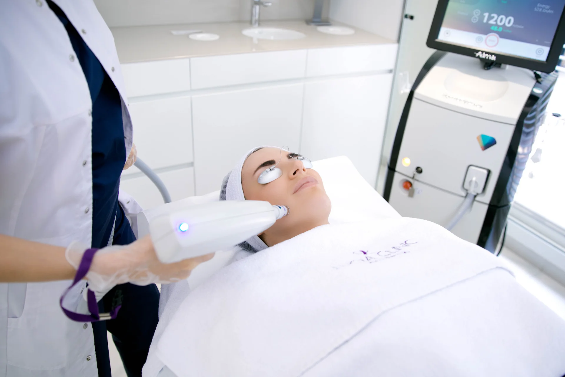Laser treatment in progress (clinic setting)
